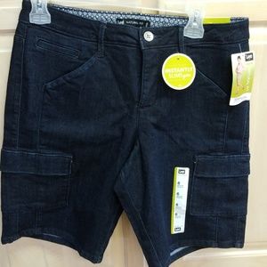 Dark denim cargo shorts